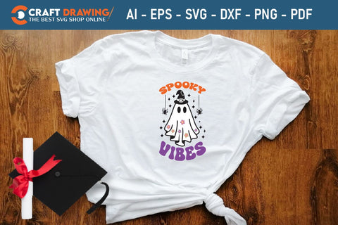 Spooky Vibes Halloween Svg, Halloween Png , Halloween Clipart, Ghost Svg, Halloween Shirt Svg, Hippie Svg, Retro Svg, Svg Bundle, Sublimation Designs SVG Debashish Barman 