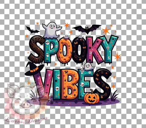 Spooky Vibes Png, Retro Halloween Png, Spooky Season Png, Halloween Png, Halloween Shirt Png, Sublimation Designs, Digital Download Sublimation Lara' s Designs 