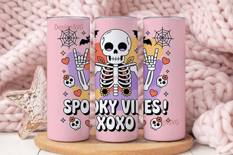 Spooky Vibes Skeleton 20oz Tumbler Wrap Sublimation DesignSVG 