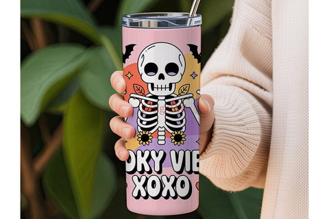 Spooky Vibes Skeleton 20oz Tumbler Wrap Sublimation DesignSVG 