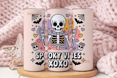 Spooky Vibes Skeleton 20oz Tumbler Wrap Sublimation DesignSVG 