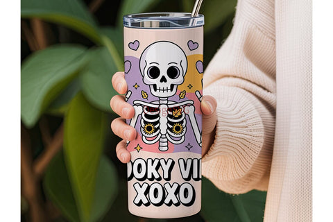 Spooky Vibes Skeleton 20oz Tumbler Wrap Sublimation DesignSVG 