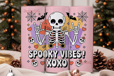 Spooky Vibes Skeleton 20oz Tumbler Wrap Sublimation DesignSVG 