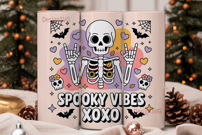 Spooky Vibes Skeleton 20oz Tumbler Wrap Sublimation DesignSVG 