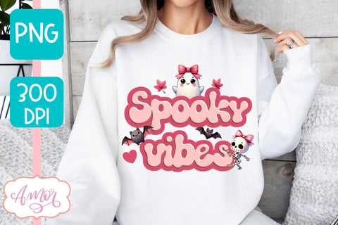 Spooky vibes sublimation PNG | Pink Halloween PNG design Sublimation Amorclipart 