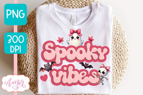 Spooky vibes sublimation PNG | Pink Halloween PNG design Sublimation Amorclipart 