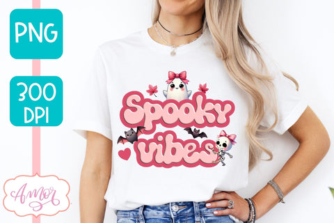 Spooky vibes sublimation PNG | Pink Halloween PNG design Sublimation Amorclipart 
