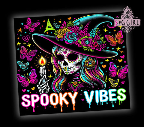 Spooky Vibes, Witchy Design, Tumbler Wrap, 20 oz Tumbler, PNG Sublimation, Halloween Aesthetic, Witchcraft, Gothic Design Sublimation SvggirlplusArt 