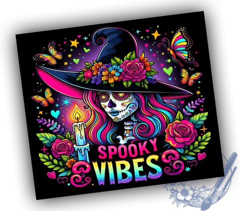 Spooky Vibes, Witchy Halloween, Halloween Tumbler, Sublimation PNG, 20 oz Tumbler, Witch Design, Fall Drinkware, Halloween Decor Sublimation ToriDesigns 