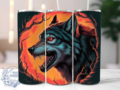 Spooky Werewolf Full Moon Tumbler Wrap, Werewolf Sublimation Design, 20oz Halloween Cup Wrap, Full Moon Creature Tumbler, Haunted Forest Drinkware, Lycanthrope Wrap Sleeve, Horror Wolf Tumbler Sublimation ToriDesigns 