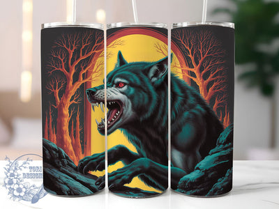 Spooky Werewolf Full Moon Tumbler Wrap, Werewolf Sublimation Design, 20oz Halloween Cup Wrap, Full Moon Creature Tumbler, Haunted Forest Drinkware, Lycanthrope Wrap Sleeve, Horror Wolf Tumbler Sublimation ToriDesigns 