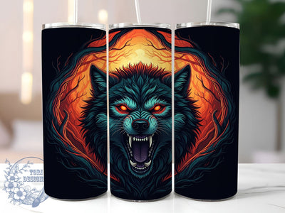 Spooky Werewolf Full Moon Tumbler Wrap, Werewolf Sublimation Design, 20oz Halloween Cup Wrap, Full Moon Creature Tumbler, Haunted Forest Drinkware, Lycanthrope Wrap Sleeve, Horror Wolf Tumbler Sublimation ToriDesigns 