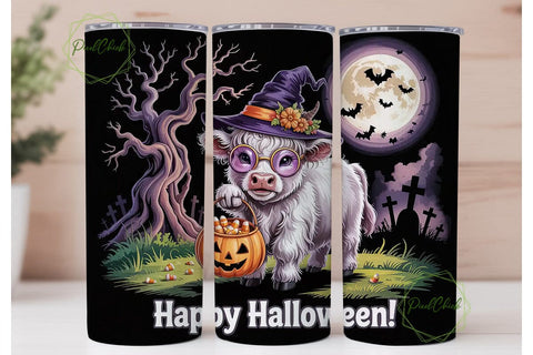 Spooky Witch Cow Calf 20oz Tumbler Wrap Sublimation PixelChick 