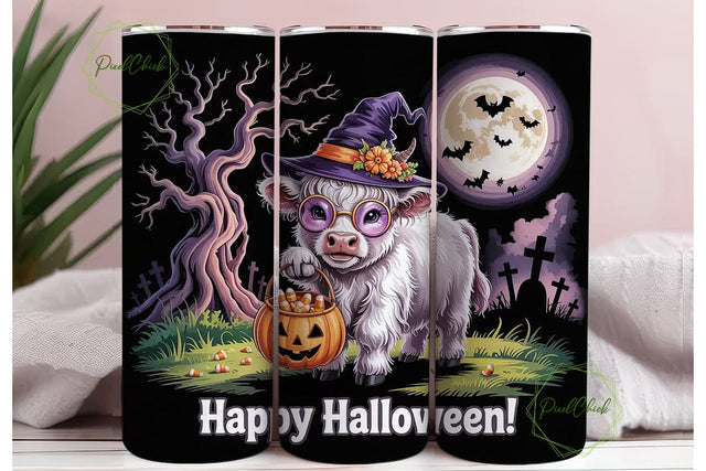Spooky Witch Cow Calf 20oz Tumbler Wrap Sublimation PixelChick 