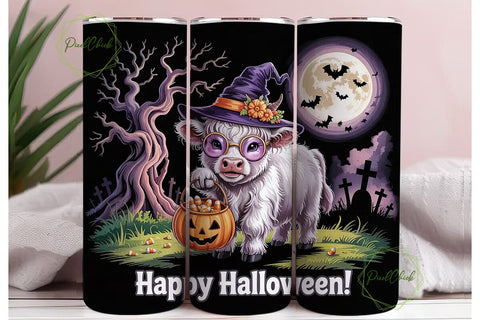 Spooky Witch Cow Calf 20oz Tumbler Wrap Sublimation PixelChick 