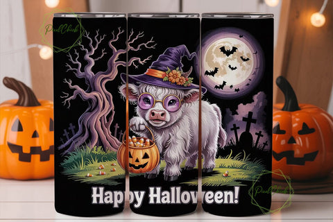 Spooky Witch Cow Calf 20oz Tumbler Wrap Sublimation PixelChick 