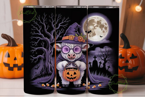 Spooky Witch Cow Calf 20oz Tumbler Wrap Sublimation PixelChick 