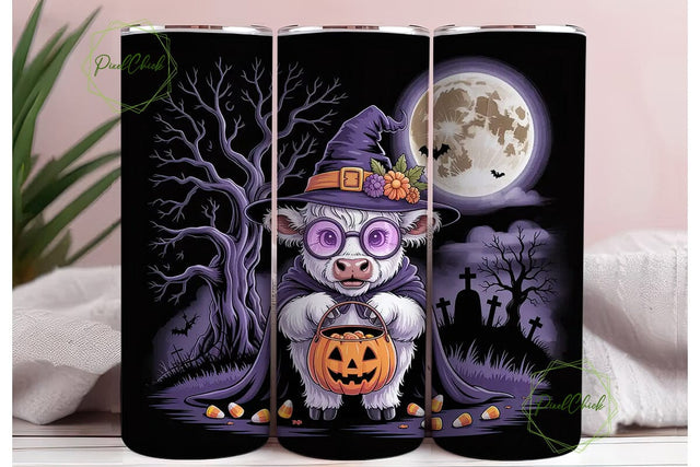 Spooky Witch Cow Calf 20oz Tumbler Wrap Sublimation PixelChick 
