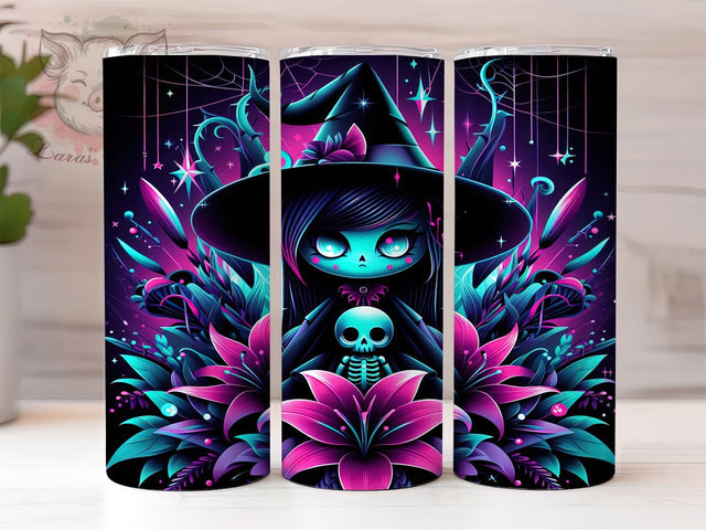 Spooky Witch Gothic Skeleton Tumbler Wrap, Spooky Halloween Mug, Gothic Skeleton Art, 20Oz Tumbler Wrap, Sublimation Design, Creepy Witch Print, Haunted Season Drinkware Sublimation Lara' s Designs 