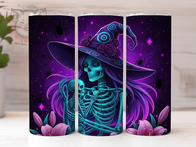 Spooky Witch Gothic Skeleton Tumbler Wrap, Spooky Halloween Mug, Gothic Skeleton Art, 20Oz Tumbler Wrap, Sublimation Design, Creepy Witch Print, Haunted Season Drinkware Sublimation Lara' s Designs 