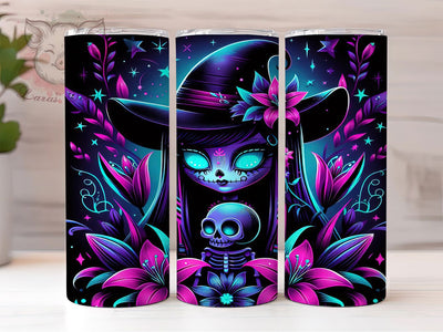 Spooky Witch Gothic Skeleton Tumbler Wrap, Spooky Halloween Mug, Gothic Skeleton Art, 20Oz Tumbler Wrap, Sublimation Design, Creepy Witch Print, Haunted Season Drinkware Sublimation Lara' s Designs 