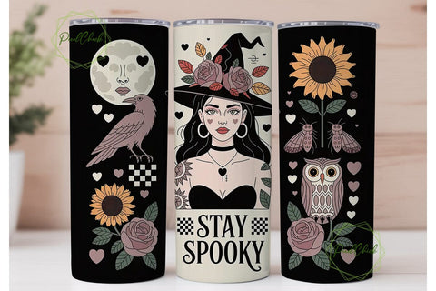 Spooky Witchy Tattoo Tumbler Wrap Sublimation PixelChick 