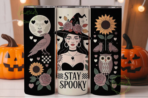 Spooky Witchy Tattoo Tumbler Wrap Sublimation PixelChick 