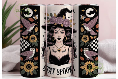 Spooky Witchy Tattoo Tumbler Wrap Sublimation PixelChick 