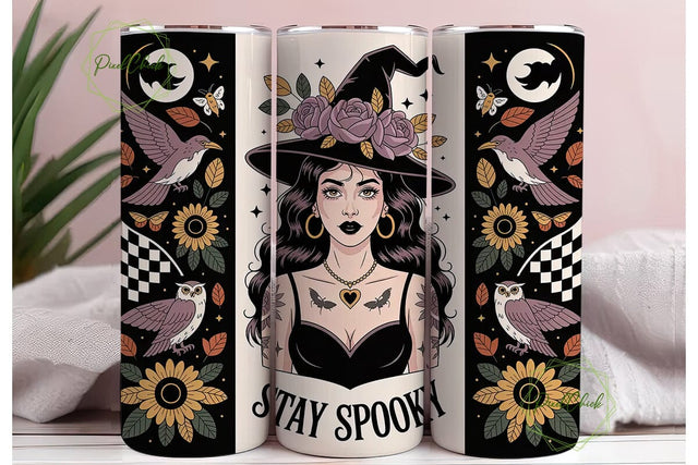 Spooky Witchy Tattoo Tumbler Wrap Sublimation PixelChick 