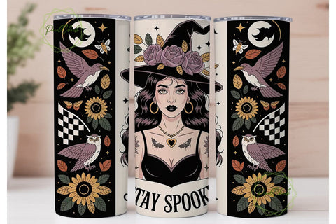 Spooky Witchy Tattoo Tumbler Wrap Sublimation PixelChick 