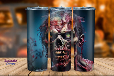 Spooky Zombie 20 oz Tumbler Wrap Sublimation Sublimatiz Designs 