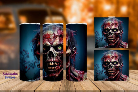 Spooky Zombie 20 oz Tumbler Wrap Sublimation Sublimatiz Designs 