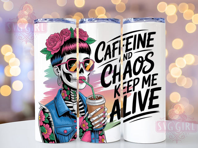Spooky Zombie Caffeine Chaos Tumbler, Caffeine & Chaos Wrap, 20oz Tumbler Sublimation, Undead Espresso Design, Funny Horror Coffee Wrap, Spooky Girl Tumbler, Halloween Brew Sublimation Sublimation SvggirlplusArt 