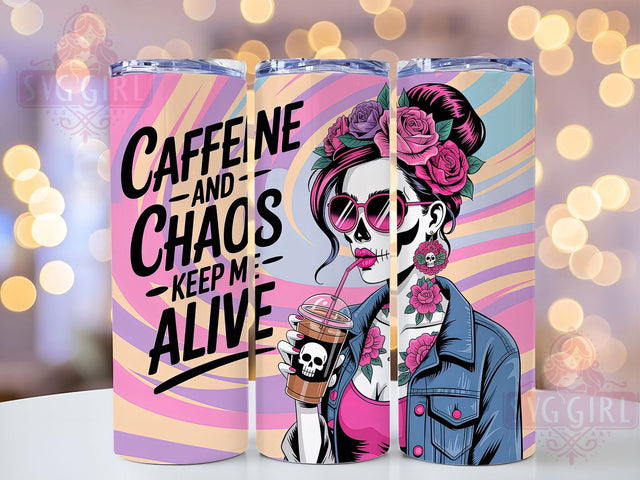 Spooky Zombie Caffeine Chaos Tumbler, Caffeine & Chaos Wrap, 20oz Tumbler Sublimation, Undead Espresso Design, Funny Horror Coffee Wrap, Spooky Girl Tumbler, Halloween Brew Sublimation Sublimation SvggirlplusArt 
