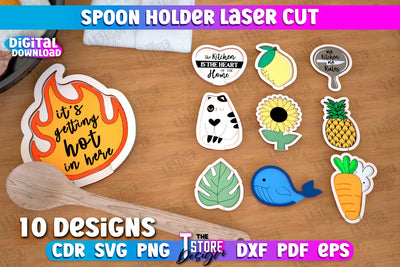 Spoon Holder Bundle | Kitchen Accessories | Spoon Rest | Cooking Utensils | CNC Files SVG The T Store Design 