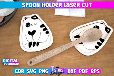 Spoon Holder | Cat Shape | Kitchen Accessories | Spoon Rest | Cooking Utensils | CNC File SVG The T Store Design 