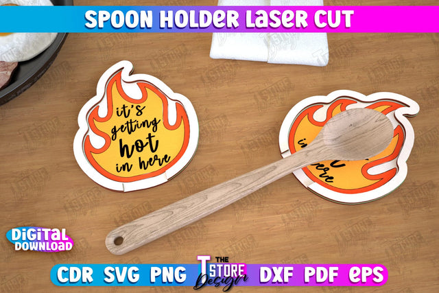 Spoon Holder | Fire Shape | Kitchen Accessories | Spoon Rest | Cooking Utensils | CNC File SVG The T Store Design 
