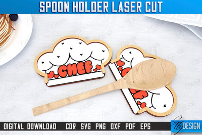 Spoon Holder Laser Cut | Kitchen Accessories | Spoon Rest | Cooking Utensils | CNC File SVG Fly Design 