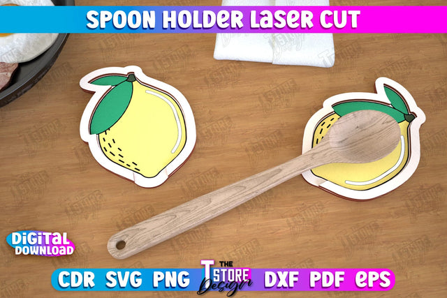 Spoon Holder | Lemon Shape | Kitchen Accessories | Spoon Rest | Cooking Utensils | CNC File SVG The T Store Design 