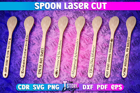 Spoon Laser Cut Design | Kitchen Design | Home SVG SVG The T Store Design 