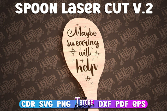 Spoon Laser Cut Design | Kitchen Design | Home SVG SVG The T Store Design 