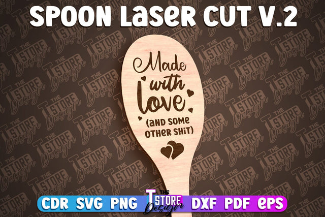 Spoon Laser Cut Design | Kitchen Design | Home SVG SVG The T Store Design 