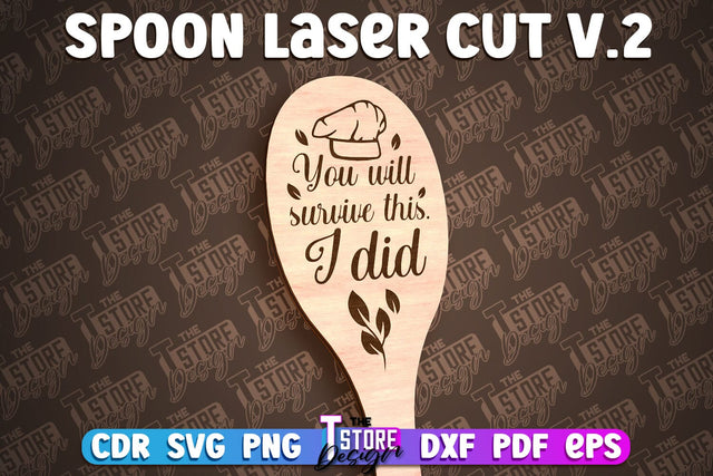 Spoon Laser Cut Design | Kitchen Design | Home SVG SVG The T Store Design 