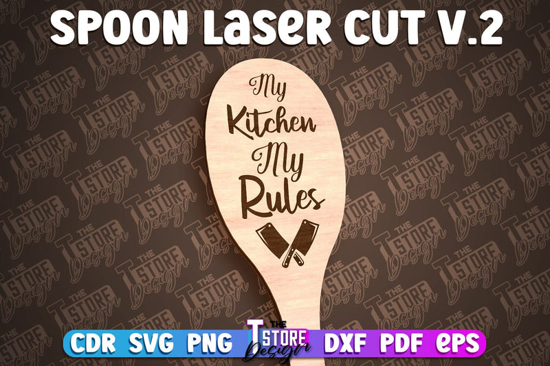 Spoon Laser Cut Design | Kitchen Design | Home SVG SVG The T Store Design 