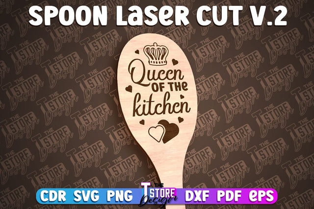 Spoon Laser Cut Design | Kitchen Design | Home SVG SVG The T Store Design 