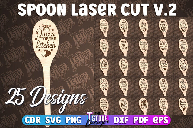 Spoon Laser Cut Design | Kitchen Design | Home SVG SVG The T Store Design 