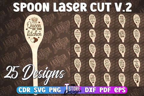 Spoon Laser Cut Design | Kitchen Design | Home SVG SVG The T Store Design 