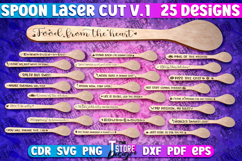 Spoon Laser Cut Design | Kitchen Design | Home SVG SVG The T Store Design 