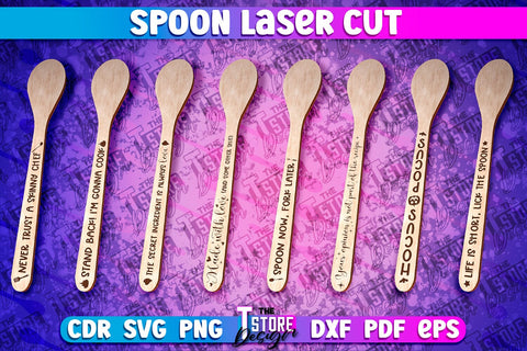 Spoon Laser Cut Design | Kitchen Design | Home SVG SVG The T Store Design 