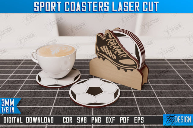 Sport Coaster | Personalized Coaster | Sport Fans | Stand for Coasters | CNC File SVG Fly Design 